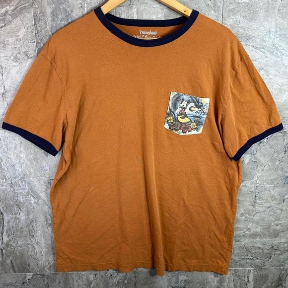 Disney Other - Disney Mickey‎ Mouse vintage orange and blue short sleeve pocket tee Men's  XL